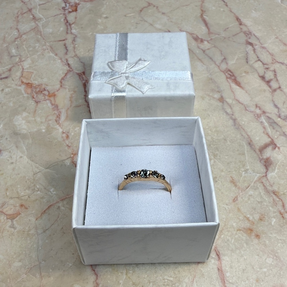 Gold Ring with Black Stones In A Gift Box